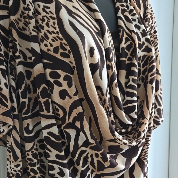 Addition Elle | Brown Tan Cowl Neck Plus Tunic Blouse - Picture 7 of 8